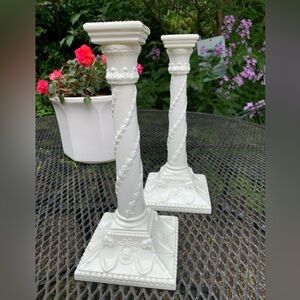 Royal Worcester antique Bone China Candle Holders Marked Circa 1885 English